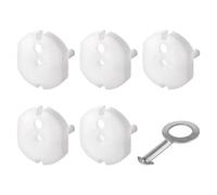 EMOS - Protección para enchufes (5 unidades, con llave), color blanco, evita accidentes y descargas eléctricas. Protección para bebés y niños