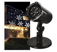 EMOS Proyector de copos de nieve LED, copos de nieve blancos con efecto de nieve, proyección para fachadas, paredes y muros, IP44, iluminación navideña para interiores y exteriores, 3m de cable, Negro