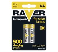EMOS Raver Baterías Recargables para Lámparas Solares, NiMH, 1.2V, 600 mAh, HR6, 2 Unidades
