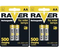 EMOS Raver Baterías Recargables para Lámparas Solares, NiMH, 1.2V, 600 mAh, HR6, 2 Unidades (Paquete de 2)