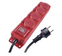 EMOS regleta 4 enchufes 5m con Interruptor, Schuko 45°, IP44, Goma H07RN-F3G 1.5 mm², Resistente Agua, protección Mejorada
