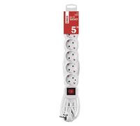 EMOS Regleta Alargadera con Interruptor, SCHUKO, Blanco - 6 enchufes - 5 metros