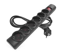 EMOS - Regleta con protección contra sobretensiones con indicador LED, 6 enchufes, Cable de 1,5 m - 6 enchufes Schuko girado 45°, Interruptor, Mayor protección táctil - Carga máxima 2300 W/10 A - PVC