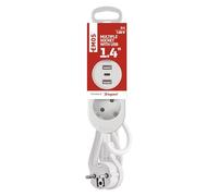 EMOS - Regleta de 2 enchufes con 3 Puertos USB, Longitud de Cable de 1,4 m - Regleta de 2 enchufes con Carga USB 1 x Tipo C, 2 x Tipo A - Regleta Apta para Montaje en Pared - IP20 para Interiores