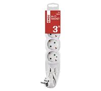 EMOS Regleta de 4 enchufes con Cable, Color Blanco, Tomas de Corriente de 45° de Giro, 1,5 mm, Salidas múltiples para enchufes con protección Infantil, IP20 para Interiores 3 m