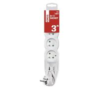 EMOS - Regleta de 4 tomas 3 m - 4 tomas francesas giradas a 45° - 250V, 16A, 3680W - Aislamiento PVC de alta calidad - H05VV-F3G 1,5mm2 - Protección de contacto mejorada - IP20 para