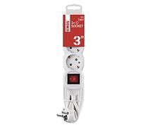 Emos regleta Schuko 3 enchufes Macho 3 m con Interruptor, 1 Pieza, p1323r