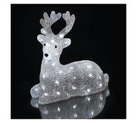 EMOS Renos de acrílico Luminosos con 40 ledes, decoración de Navidad, Color Blanco frío, IP44 para Exteriores, Cable de 5 m + Fuente de alimentación, 10000 Horas, Temporizador 6/18 h, 2,1 W