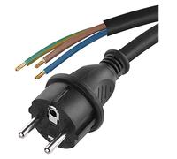 Emos S03430 Cable de alimentación eléctrica para Plancha (3 m, IP20 en Interiores), Schuko, Color Negro, 0