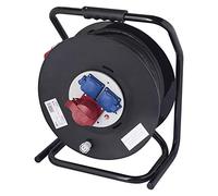 EMOS - Tambor de Cable CEE 33m - 3 Tomas (1 CEE, 2 Schuko) - Resistente al Agua - 230 V/400 V, 15 A, 2500 W/6400 W - Aislamiento de Goma - H07RN-F 2,5 mm2 - IP44 para Exteriores y Camping