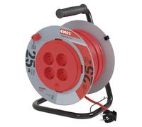 Emos - Tambor de Cable Profesional, Cable de 25 m con 4 enchufes