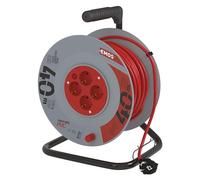 Emos - Tambor de Cable Profesional, Cable de 40 m con 4 enchufes, Enchufe de 1,5 mm, plástico Especial, Uso en Interiores (para casa/Taller/caravanas)