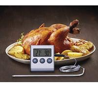 EMOS Temporizador de cocina con termómetro para barbacoa, termómetro de cocina, termómetro de carne + sonda 1, 4 m