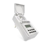 EMOS - Temporizador Digital para Exteriores - Enchufe francés IP44 - Temporizador Exterior con Tapa Protectora, 10 programas, Mayor protección táctil, batería de Respaldo - Blanco