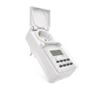 EMOS - Temporizador Digital para Exteriores - Enchufe Schuko IP44 - Temporizador Exterior con Tapa Protectora, 10 programas, Mayor protección táctil, batería de Respaldo - Blanco