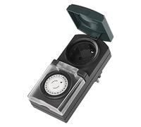 EMOS Temporizador mecánico para Exteriores, IP44, Enchufe Schuko para Exteriores, con Seguridad Infantil, Tapa Plegable, regulador Giratorio