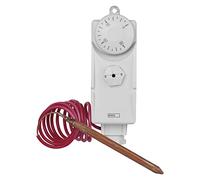 EMOS termostato analógico capilar, manual, cableado, 0-90 °C, calefacción/refrigeración agua, montaje superficie, sensor 1 m, blanco