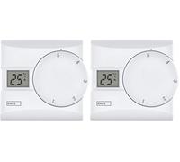 EMOS termostato Digital LCD Manual, con Cable, 5-30 °C, calefacción/refrigeración, fácil Uso, Montaje en Superficie, Pilas Incluidas, Blanco (Paquete de 2)