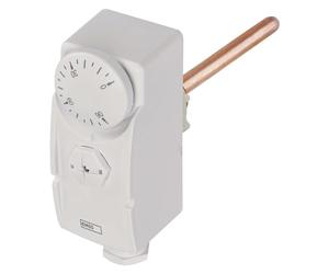 EMOS - termostato mecánico con sonda de inmersión, Manual, con Cable, para Sistemas de calefacción y refrigeración, regulación de Temperatura de 0 a 90 °C, medición invasiva, 230 V, 16 A/4 A, Blanco