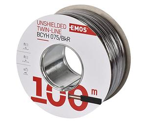 Emos ungesc hirmte zweidr Athle itung 2 x 0,75 mm, 100 Unidades, Color Negro/Rojo, s8270