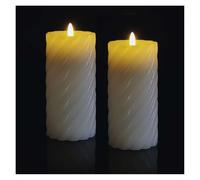 EMOS Velas de cera LED resistentes con efecto llama, 2 unidades, función de temporizador, para interiores, luz blanca cálida, funciona con pilas (2 x AAA no incluidas), cera de abejas