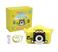 Emoshayoga Cámara digital para niños, pantalla de 2 pulgadas, lente frontal trasera, grabación de video, marcos de filtros ricos, cámara amarilla para niños de 3 a 10 años