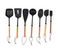 Emoshayoga Herramientas Resistentes Al Calor del Silicón del del Utensilio de la Cocina 7PCS para el Diseño de Madera de la Manija de los Cocineros Profesionales