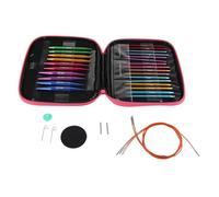 Emoshayoga Juego de Agujas de Tejer Intercambiables y Estuche, 13 Pares de Agujas Circulares con 4 Cables y Herramienta de Extensión para Manualidades, Suéteres, Bufandas