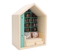 Emoshayoga Mini Kit de Casa de Estantería, Casa Pequeña de Madera Decorativa Exquisita y de Larga Duración para Dormitorio, Estudio y Tienda