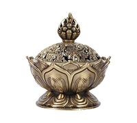 Emoshayoga Quemador de Incienso Loto Quemador Bakhoor De Fragancia De Humo De Reflujo Vintage Titular De Cono De Barra Decoración Principal(Bronce)