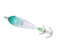 Emoshayoga Señuelo de Calamar con Luz Verde LED Resistente Al Agua con Anzuelo de Doble Capa para Pesca Nocturna, 300 M bajo el Agua, 3,3 X 0,7 Pulgadas, 1 X con Anzuelo, para Ríos