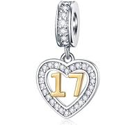 EMOSTAR 10 15 16 17 18 19 20 21 22 25 28 30 35 40 45 50 55 60 65 70 cumpleaños Charms para pulsera Pandora Collar colgante colgante de corazón con número de oro de 18 quilates para mujeres y niñas