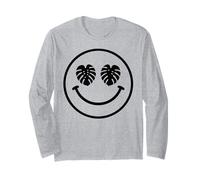 Emoticono de Amante de la Planta de la Cara Feliz de la Hoja de Mon Manga Larga