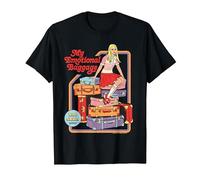 Emotional Baggage Sarcastic Retro Vintage Funny Adult Humor Camiseta, Hombre, Negro, M