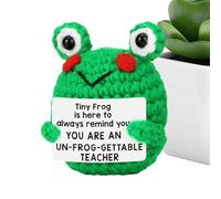 Emotional - Gancho de rana para animales (soporte para animales de juguete) | Handmade Crochet Frog | Lindo Positive Frog Emotional Crochet Frog, Funny Collectible Doll Stocking Stuffers With