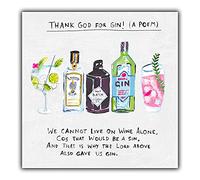 Emotional Rescue Divertida tarjeta de cumpleaños para ella, tarjeta de cumpleaños para amiga, tarjeta de cumpleaños con texto en inglés Thank God for Gin! (A POEM), multicolor
