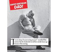 Emotional Rescue Divertida tarjeta de cumpleaños para papá, I'm Not Asleep, I'm Just Resting My Eyes! Mumbled Dad... Tarjeta de cumpleaños humorística, blanco y negro