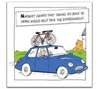 Emotional Rescue Norbert & Val, divertida tarjeta de cumpleaños para él, bicicleta al trabajo, azul, 133 x 133 mm