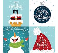 Emotional Rescue Paquete múltiple de tarjetas de Navidad, 12 tarjetas de Navidad, 4 diseños diferentes, paquete de 12 tarjetas de Navidad, divertidas y coloridas, paquete de tarjetas de Navidad