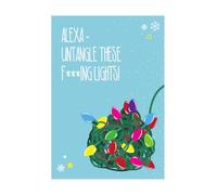 Emotional Rescue Tarjeta de Navidad humorística Alexa Untangle These F**king Lights, 17,6 x 12,4 cm, multicolor