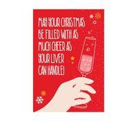 Emotional Rescue Tarjeta de Navidad humorística, May your Christmas be filled with as Much Cheer as your Liver can Handle (17,6 x 12,4 cm), multicolor
