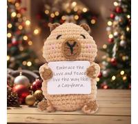 Emotional Support Capybara Plush, Positive Capybara Crochet Animals, Cute Capybara with Positive Affirmation Cards, Emotional Motivational Crochet Doll Cheer up Good Luck G-ifts