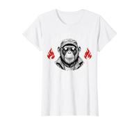 Emotional Support Husband Do Not Pet Funny Monkey Camiseta gráfica económica, Mujer, Blanco, XS