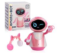 emotoBOT COR-A Robot interactivo para niños, robot sensible al tacto y al | Rellenos de calcetines navideños, regalos, a partir de 6 años, rosa, movimiento, cara LED, más de 100 formas de jugar