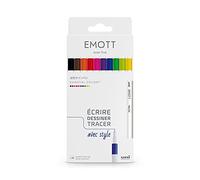 Emott Uni Ball Uni Mitsubishi Pencil Essential Colors - 10 rotuladores, para escribir, dibujar y trazar, punta de 0,4 mm, azul, rojo, verde, rosa, fucsia, marrón, naranja, negro, amarillo, verde claro