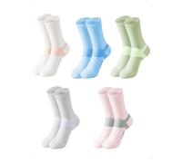 EMOTTOS 5 Pares 36-41 Calcetines Deportivos Tenis Mujer, Talonera 90° Tejido Felpa, Calcetines Algodón Malla Transpirables Puño Calcetín Elástico Antideslizante Trekking Running Padel Gym Aire Libre
