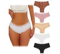 EMOTTOS 5 Piezas Bragas Mujer, Bragas Algodon Mujer Encaje Suave, Tanga Algodon Mujeres, Cómodas Braguitas Mujeres de Encaje, Pack Braguitas Algodón Mulher, Panties Mulher Transpirable, 5 Colores, M