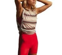 EMOTTOS Camiseta de Tirantes de Rayas sin Mangas para Mujer, Sexy Y2K Rainbow Plisado Camisetas, Ajustado Elastico Camisas Off Shoulder Top para Verano Gimnasio Salir, Rojo, S