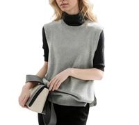 EMOTTOS Chaleco Jersey de Punto Mujer, Chaleco sin Mangas Suéteres Gruesos con Botones Laterales y Cuello Redondo, Jersey de Estilo Vintage Suave y Desenfadado, Gris, Talla única