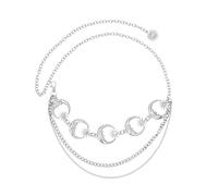 EMOTTOS Cinturón de Cadena Ajustable para Mujer, Estilo Western Cowboy Cowgirl, con Perlas para Jeans y Vestido (D-SILVER)